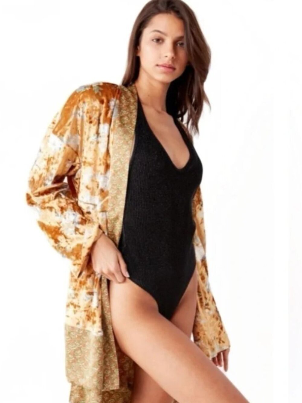 URBAN OUTFITTERS Out From Under Golden Velvet Kimono
